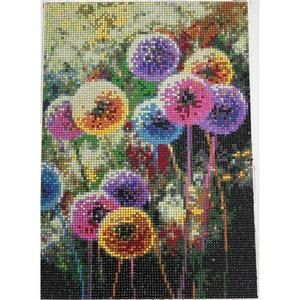 Dandelion Diamond Art Completed Painting Colorful Whimsical Bling Artwork 10x13”